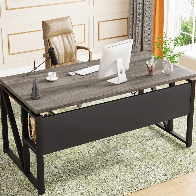 Tribesigns Desks*55" /63" Computer Desk Writing Table with Bottom Storage Shelf