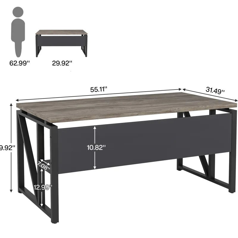 Tribesigns Desks*55" /63" Computer Desk Writing Table with Bottom Storage Shelf