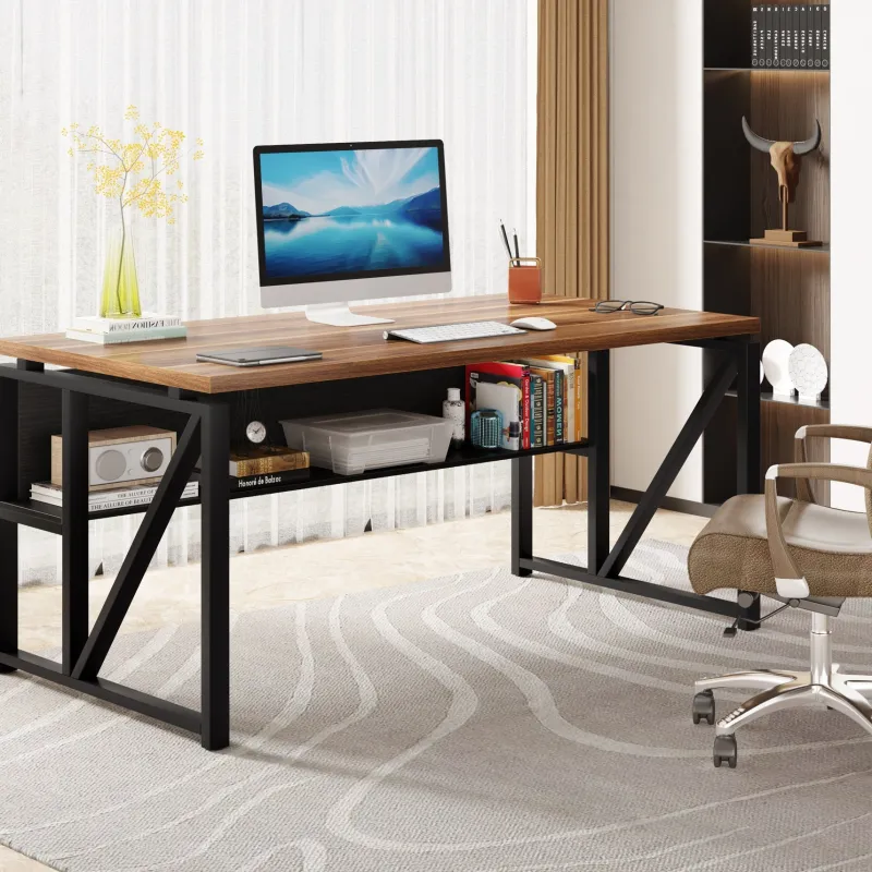 Tribesigns Desks*55" /63" Computer Desk Writing Table with Bottom Storage Shelf