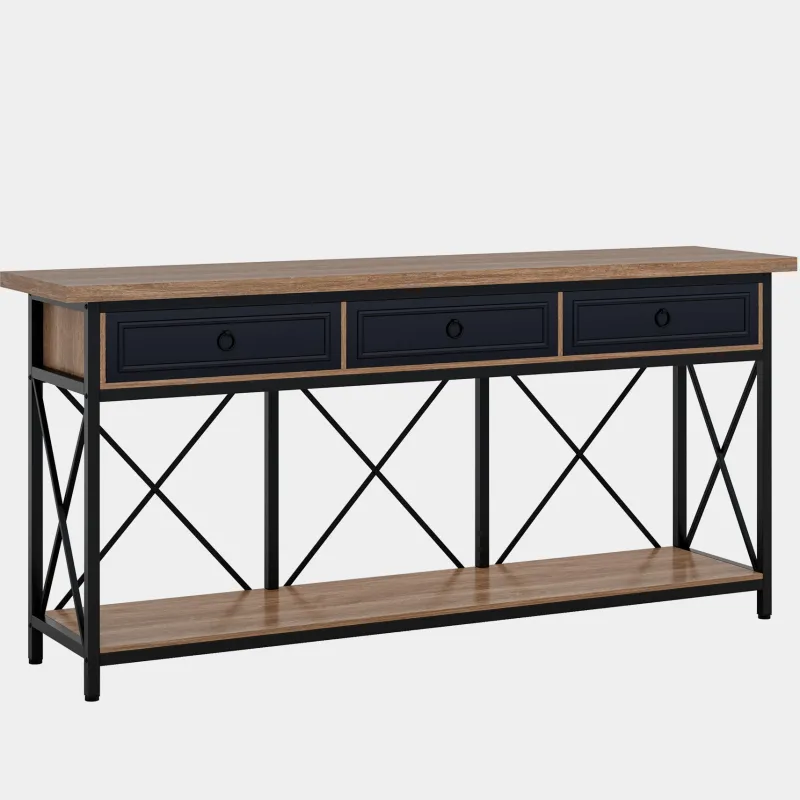 Tribesigns Console Tables|Console Tables*3 - Drawer Console Table, 70.8" Sofa Foyer Table with Storage Shelf