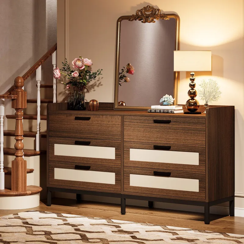 Tribesigns Chests Of Drawers*6 - Drawer Dresser, 55" Rustic Chest of Drawers Dresser Organizer
