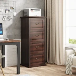 Tribesigns File Cabinets|File Cabinets*4 - Drawer File Cabinet, Vertical Wood Filing Cabinet with Lock