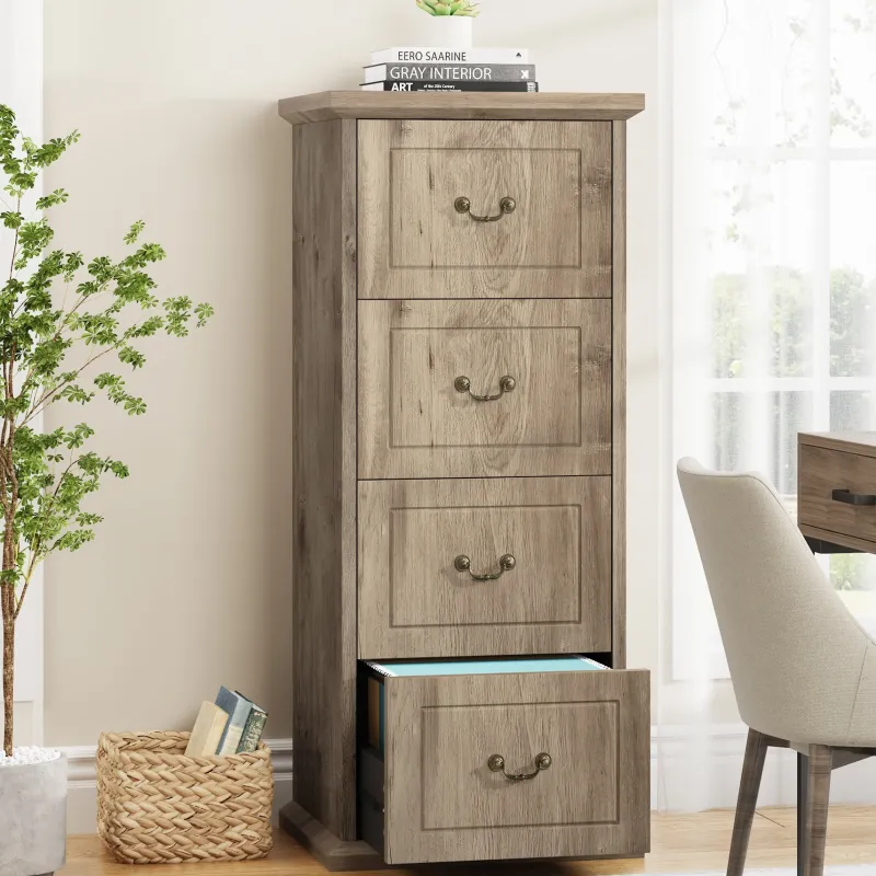Tribesigns File Cabinets|File Cabinets*4 - Drawer File Cabinet, Vertical Wood Filing Cabinet with Lock
