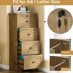 Tribesigns File Cabinets|File Cabinets*4 - Drawer File Cabinet, Vintage Vertical Filing Cabinet