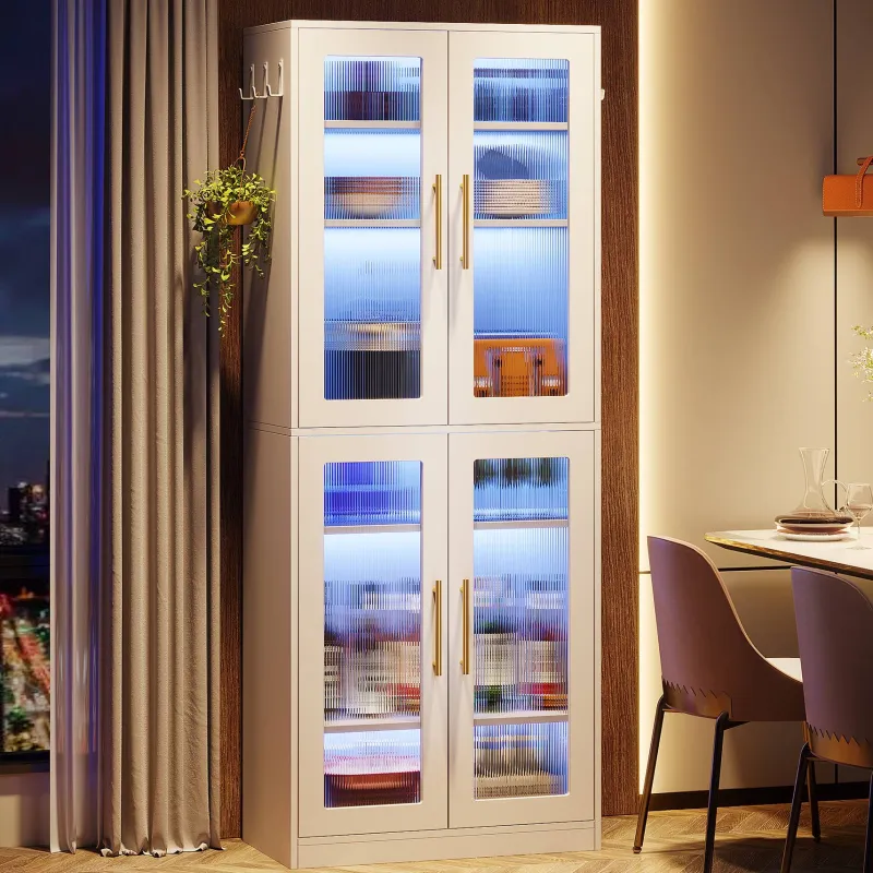 Tribesigns Bookcases & Bookshelves|Bookcases & Bookshelves*67 - inch Bookcase, 8 - Tier Bookshelf with Acrylic Doors and LED Light