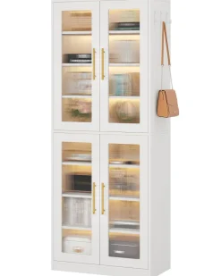 Tribesigns Bookcases & Bookshelves|Bookcases & Bookshelves*67 - inch Bookcase, 8 - Tier Bookshelf with Acrylic Doors and LED Light