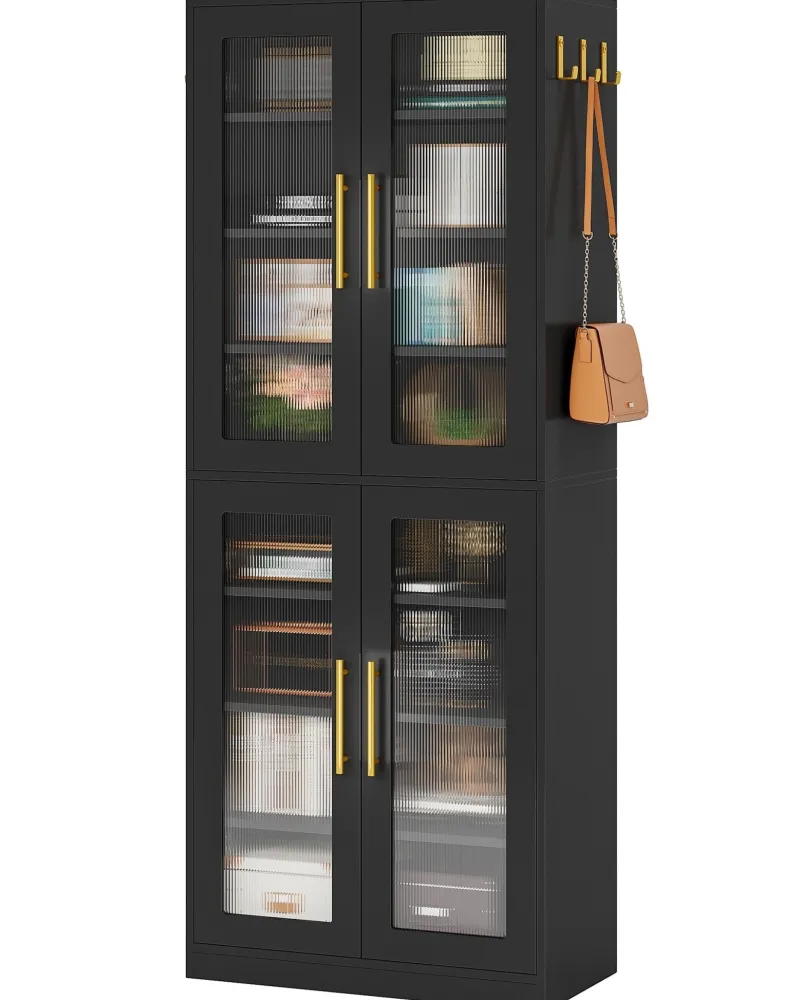 Tribesigns Bookcases & Bookshelves|Bookcases & Bookshelves*67 - inch Bookcase, 8 - Tier Bookshelf with Acrylic Doors and LED Light