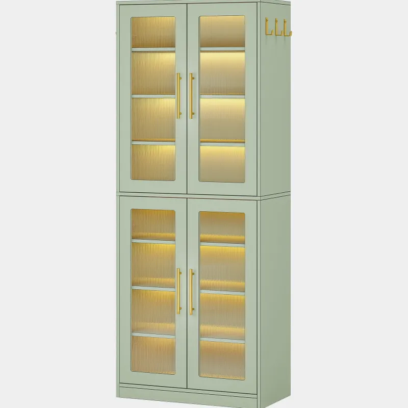 Tribesigns Bookcases & Bookshelves|Bookcases & Bookshelves*67 - inch Bookcase, 8 - Tier Bookshelf with Acrylic Doors and LED Light