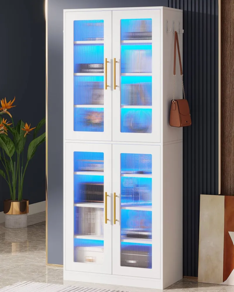 Tribesigns Bookcases & Bookshelves|Bookcases & Bookshelves*67 - inch Bookcase, 8 - Tier Bookshelf with Acrylic Doors and LED Light