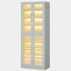 Tribesigns Bookcases & Bookshelves|Bookcases & Bookshelves*67 - inch Bookcase, 8 - Tier Bookshelf with Acrylic Doors and LED Light