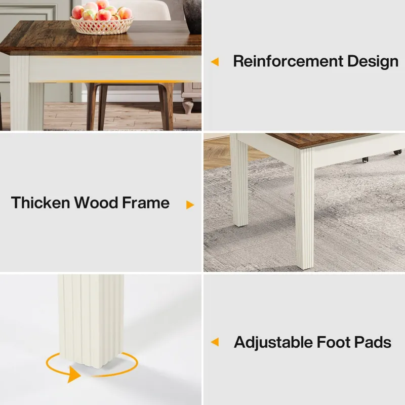 Tribesigns Dining Tables*62 - Inch Dining Table, Farmhouse Rectangular Kitchen Table for 4 - 6