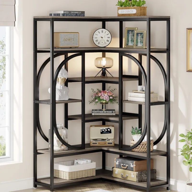 Tribesigns Bookcases & Bookshelves|Bookcases & Bookshelves*7 - Shelf Corner Bookshelf, L - Shaped Bookcase Display Rack