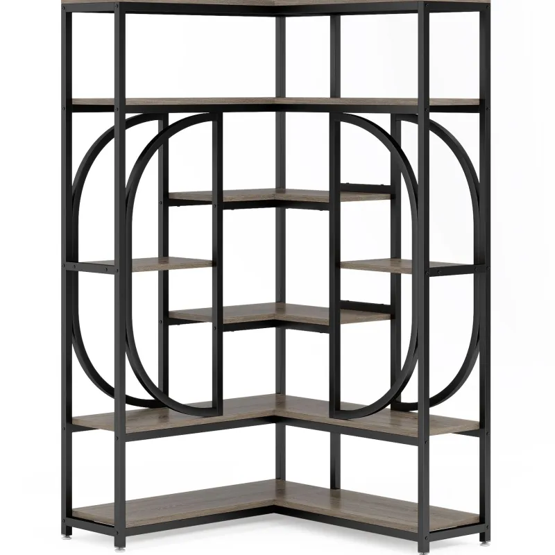 Tribesigns Bookcases & Bookshelves|Bookcases & Bookshelves*7 - Shelf Corner Bookshelf, L - Shaped Bookcase Display Rack