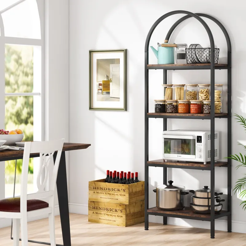 Tribesigns Corner Shelves|Corner Shelves*4 - Tier / 5 - Tier Bookshelf, Arched Bookcase Display Rack with Storage Shelves