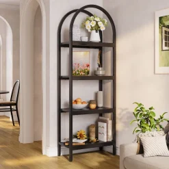 Tribesigns Corner Shelves|Corner Shelves*4 - Tier / 5 - Tier Bookshelf, Arched Bookcase Display Rack with Storage Shelves