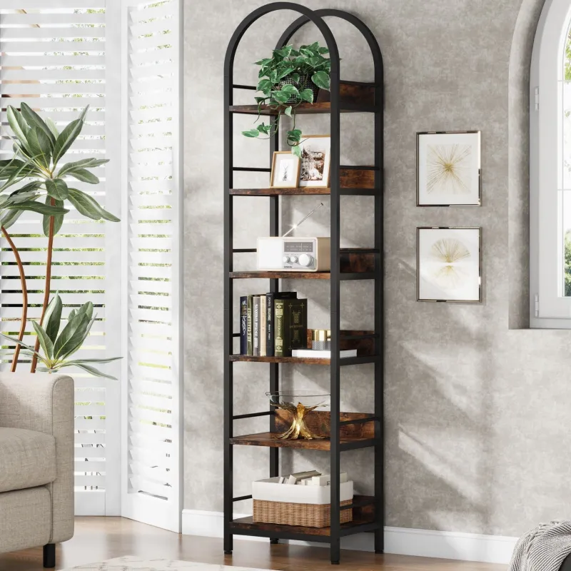 Tribesigns Bookcases & Bookshelves|Bookcases & Bookshelves*6 - Tier Bookshelf, 78.7" Narrow Bookcase Arched Display Shelf