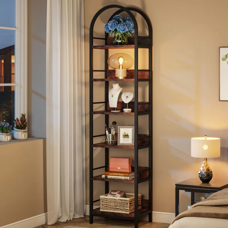 Tribesigns Bookcases & Bookshelves|Bookcases & Bookshelves*6 - Tier Bookshelf, 78.7" Narrow Bookcase Arched Display Shelf