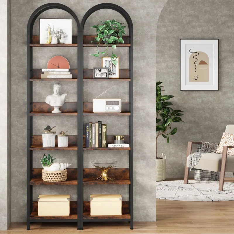 Tribesigns Bookcases & Bookshelves|Bookcases & Bookshelves*6 - Tier Bookshelf, 78.7" Narrow Bookcase Arched Display Shelf
