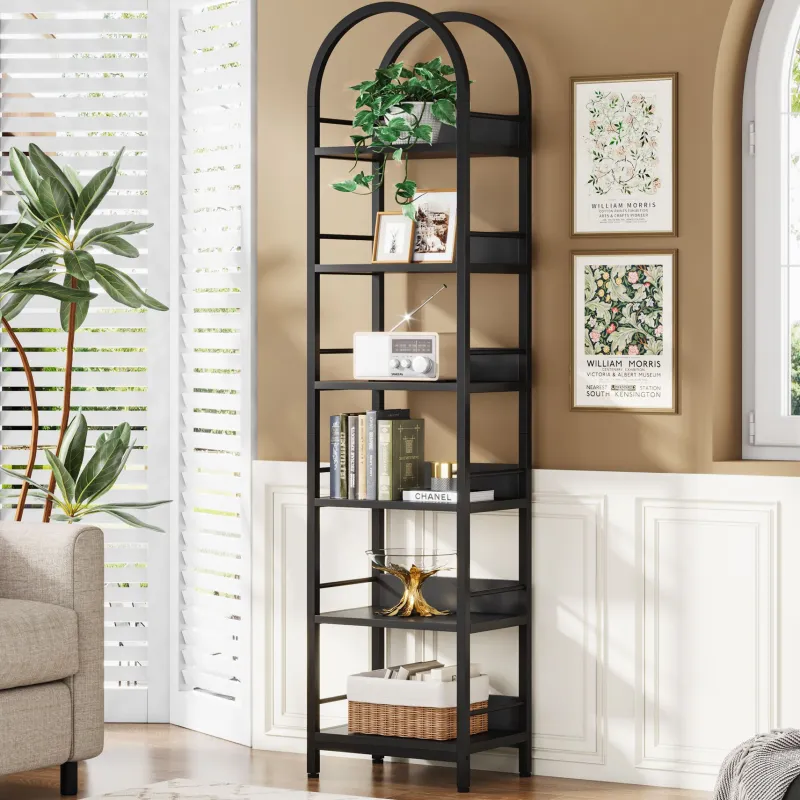 Tribesigns Bookcases & Bookshelves|Bookcases & Bookshelves*6 - Tier Bookshelf, 78.7" Narrow Bookcase Arched Display Shelf