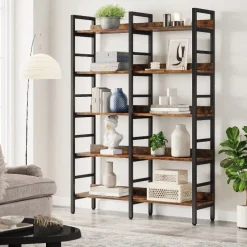 Tribesigns Bookcases & Bookshelves|Bookcases & Bookshelves*5 - Tier Bookshelf, Double Wide Bookcase Storage Shelves Unit