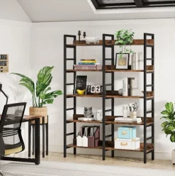 Tribesigns Bookcases & Bookshelves|Bookcases & Bookshelves*5 - Tier Bookshelf, Double Wide Bookcase Storage Shelves Unit