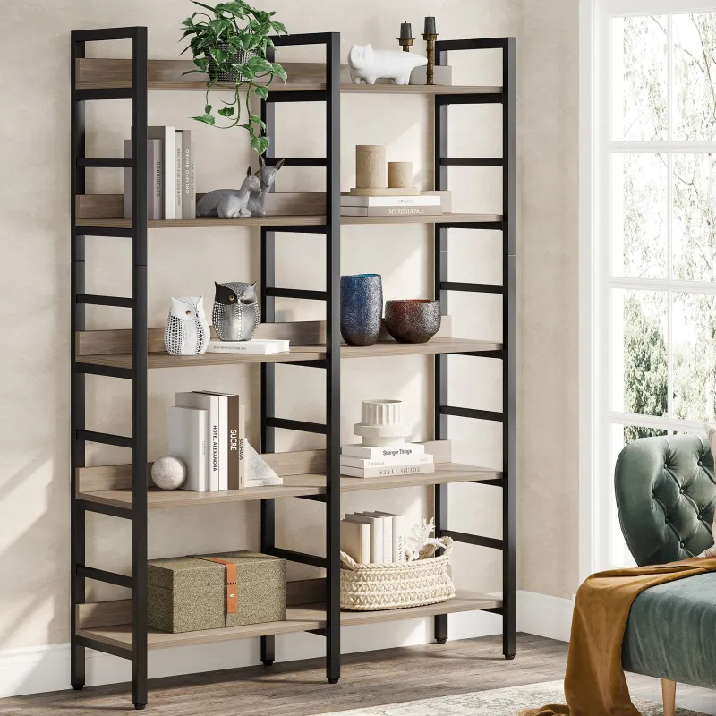 Tribesigns Bookcases & Bookshelves|Bookcases & Bookshelves*5 - Tier Bookshelf, Double Wide Bookcase Storage Shelves Unit