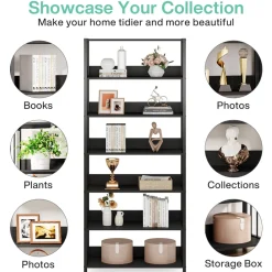 Tribesigns Bookcases & Bookshelves|Bookcases & Bookshelves*6 - Tier Bookshelf, Vintage Storage Display Rack With Open Shelves