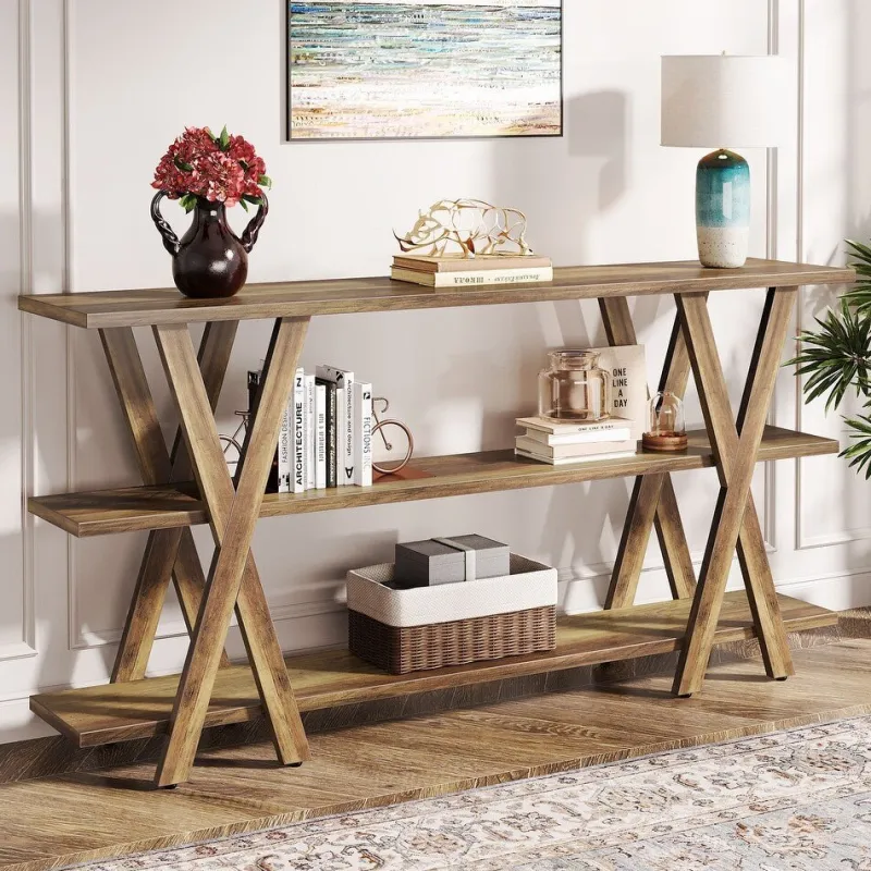 Tribesigns Console Tables|Console Tables*3 - Tier Console Table, Farmhouse Hallway Table with Storage Shelves