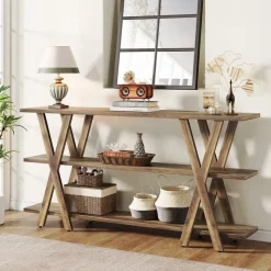 Tribesigns Console Tables|Console Tables*3 - Tier Console Table, Farmhouse Hallway Table with Storage Shelves