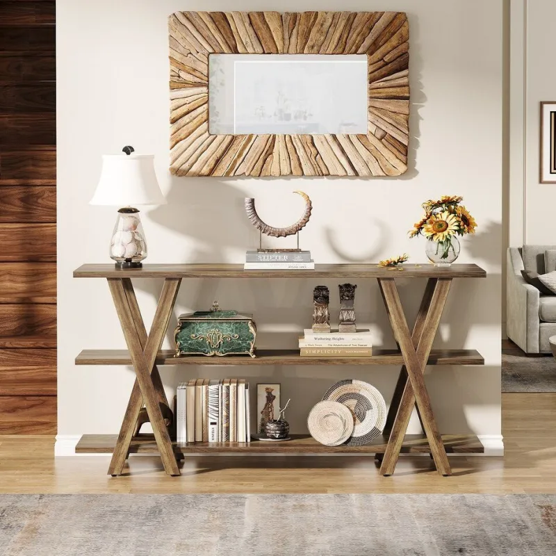 Tribesigns Console Tables|Console Tables*3 - Tier Console Table, Farmhouse Hallway Table with Storage Shelves