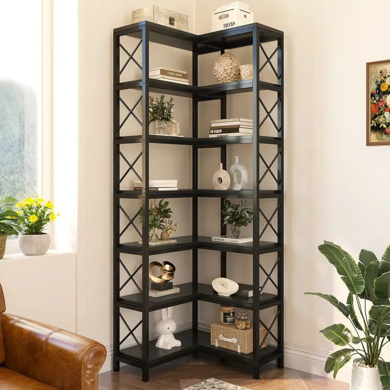 Tribesigns Corner Shelves|Corner Shelves*7 - Tier Corner Bookshelf Corner Bookcase Storage Display Rack
