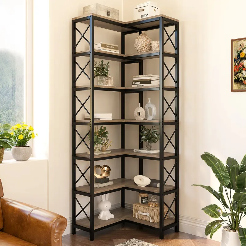 Tribesigns Corner Shelves|Corner Shelves*7 - Tier Corner Bookshelf Corner Bookcase Storage Display Rack