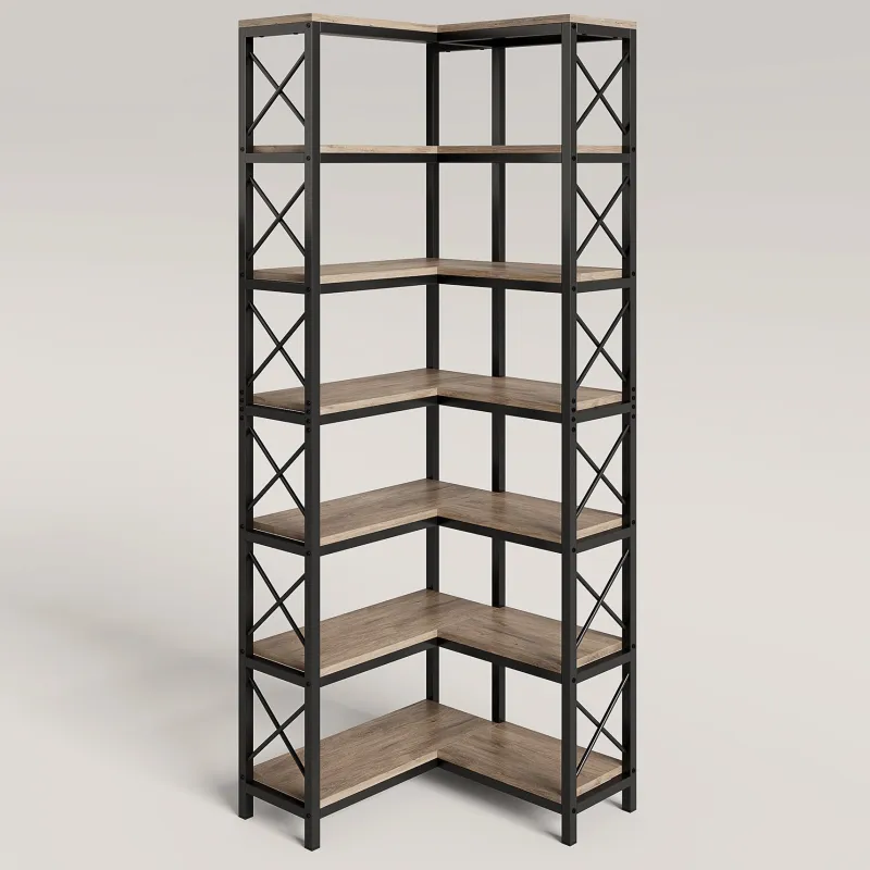 Tribesigns Corner Shelves|Corner Shelves*7 - Tier Corner Bookshelf Corner Bookcase Storage Display Rack