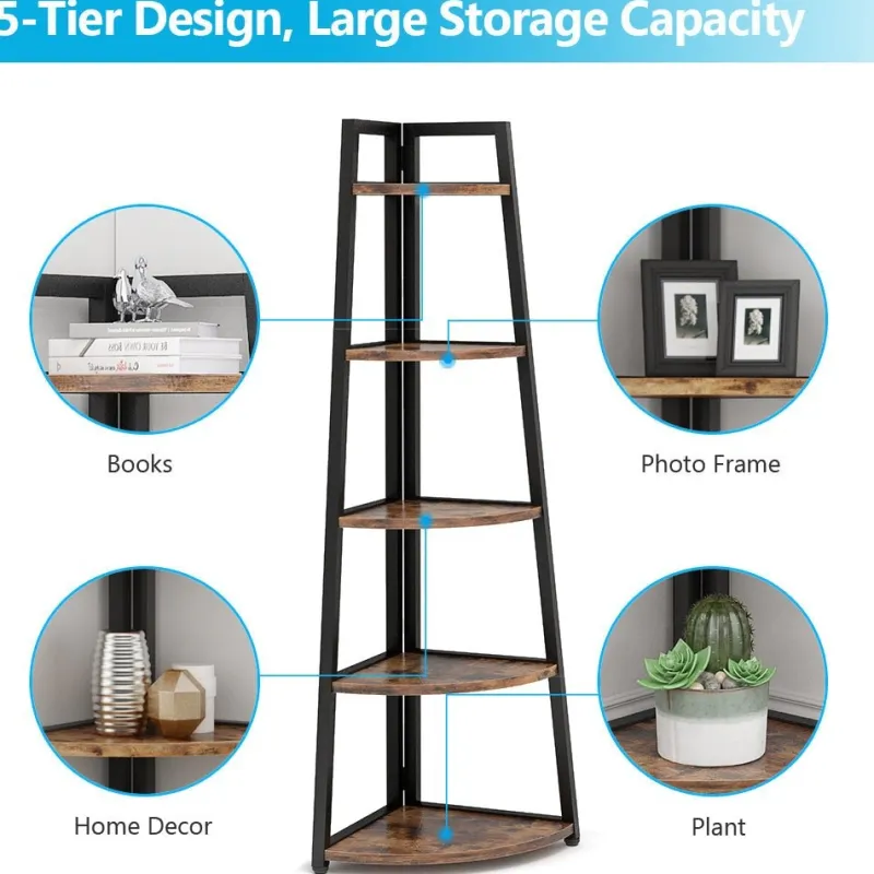 Tribesigns Bookcases & Bookshelves|Bookcases & Bookshelves*5 - Tier Corner Shelf, 70" Tall Corner Ladder Shelf Small Bookshelf