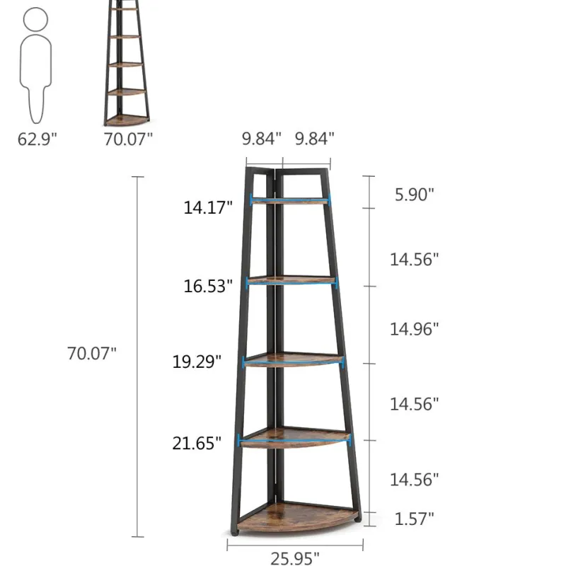 Tribesigns Bookcases & Bookshelves|Bookcases & Bookshelves*5 - Tier Corner Shelf, 70" Tall Corner Ladder Shelf Small Bookshelf