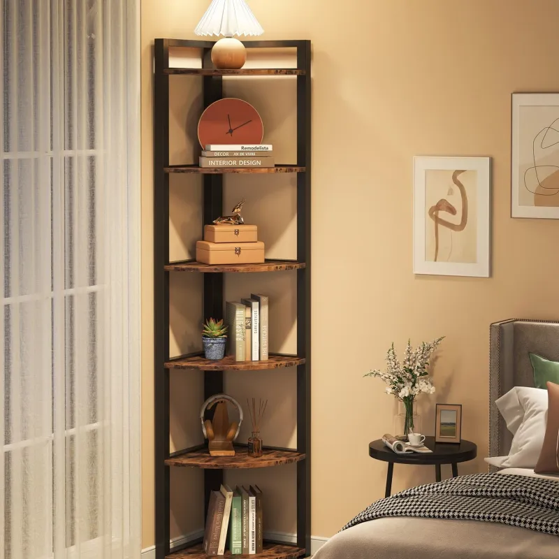 Tribesigns Corner Shelves|Corner Shelves*6 - Tier Corner Shelf, Small Corner Bookshelf Storage Rack