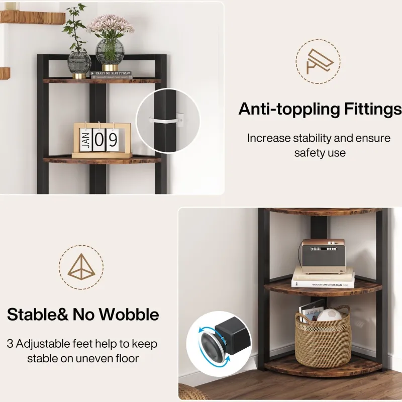 Tribesigns Corner Shelves|Corner Shelves*6 - Tier Corner Shelf, Small Corner Bookshelf Storage Rack