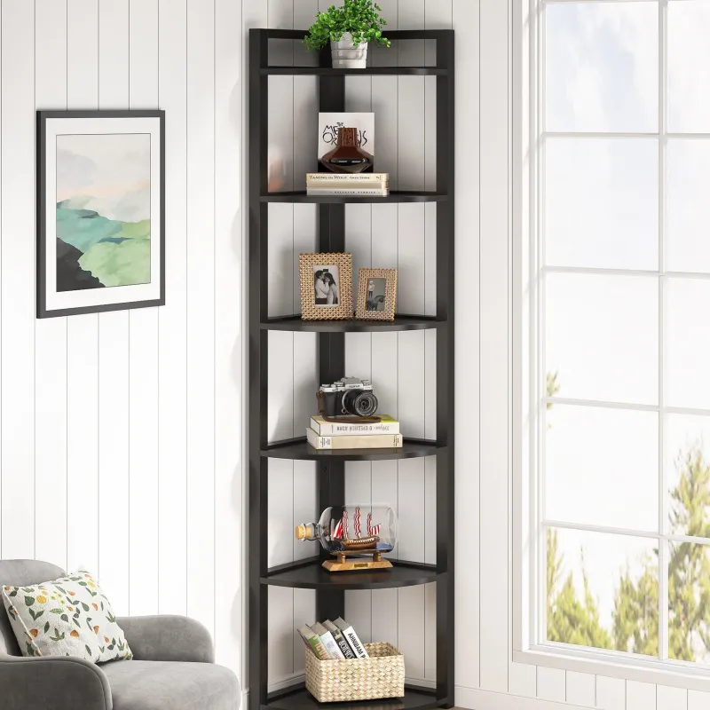 Tribesigns Corner Shelves|Corner Shelves*6 - Tier Corner Shelf, Small Corner Bookshelf Storage Rack