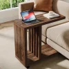Tribesigns End & Side Tables*2 - Tier End Table, C - Shaped Wood Side Table with Lockable Wheels