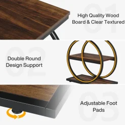 Tribesigns End & Side Tables*3 - Tier End Table, Industrial Sofa Side Table with Round Metal Frame