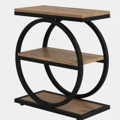 Tribesigns End & Side Tables*3 - Tier End Table, Industrial Sofa Side Table with Round Metal Frame