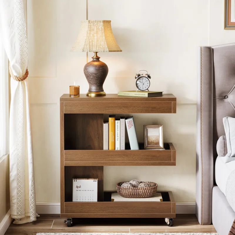 Tribesigns End & Side Tables*3 - Tier End Table, Rolling Side Table Sofa Snack Table With Storage