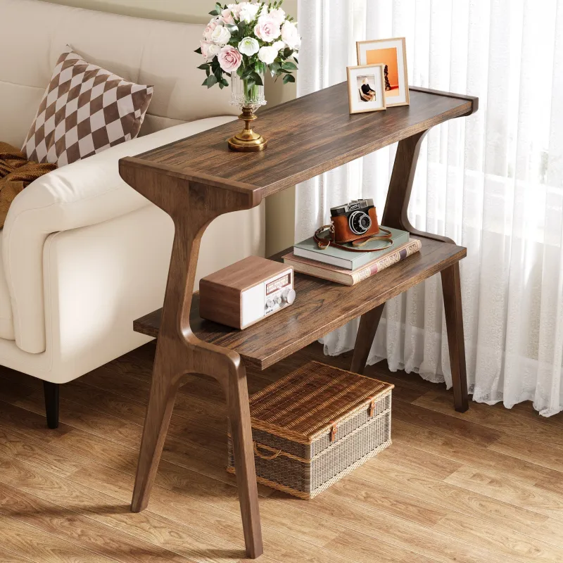 Tribesigns End & Side Tables*2 - Tier End Table, Slim Sofa Side Table with Storage Shelf