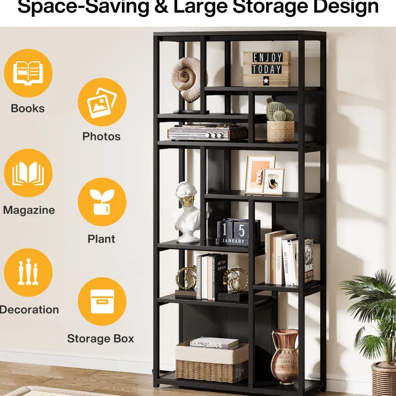 Tribesigns Bookcases & Bookshelves|Bookcases & Bookshelves*8 - Tier Etagere Bookshelf, 70.9" Freestanding Wood Bookcase