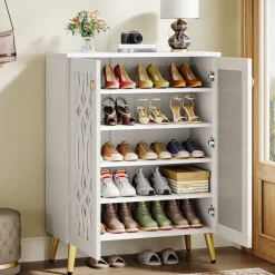 Tribesigns Shoe Racks & Cabinets|Shoe Racks & Cabinets*5 - Tier Shoe Cabinet, 25 - Pair Mirrored Shoe Rack Storage Organizer