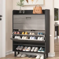Tribesigns Shoe Racks & Cabinets|Shoe Racks & Cabinets*2 - Tier Shoe Cabinet Shoe Organizer with Flip Doors & Open Shelves