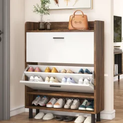 Tribesigns Shoe Racks & Cabinets|Shoe Racks & Cabinets*2 - Tier Shoe Cabinet Shoe Organizer with Flip Doors & Open Shelves