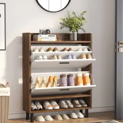 Tribesigns Shoe Racks & Cabinets|Shoe Racks & Cabinets*2 - Tier Shoe Cabinet Shoe Organizer with Flip Doors & Open Shelves