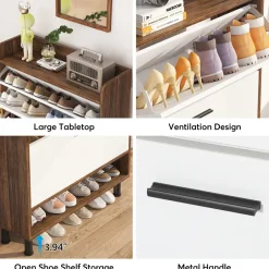 Tribesigns Shoe Racks & Cabinets|Shoe Racks & Cabinets*2 - Tier Shoe Cabinet Shoe Organizer with Flip Doors & Open Shelves