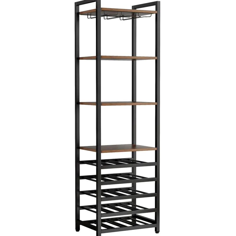 Tribesigns Wine Racks|Wine Racks*9 - Tier Wine Rack, 20 Bottle Wine Bar Cabinet with Glass Holder